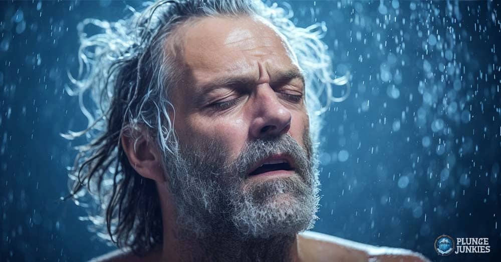 old man after cold shower, feeling younger