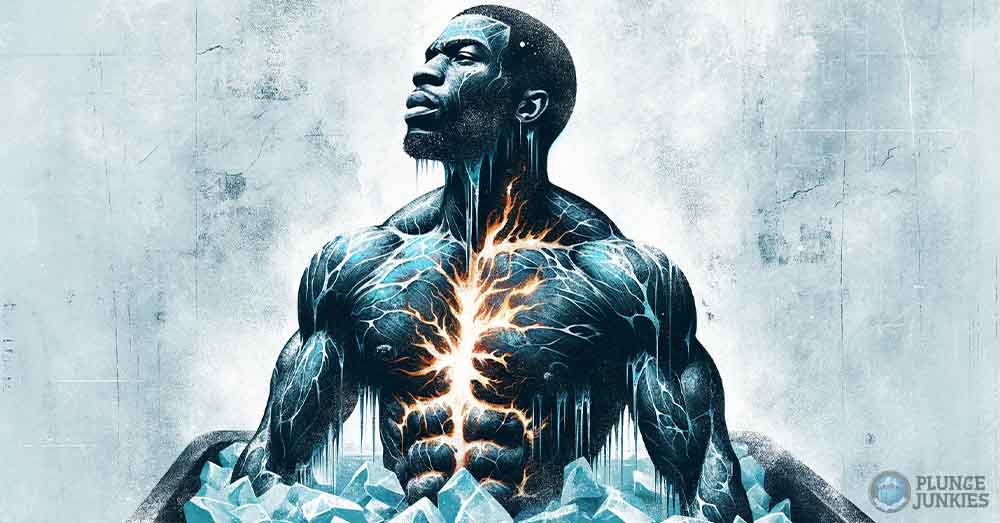 Illustrated man using ice bath to accelerate the body’s metabolic rate