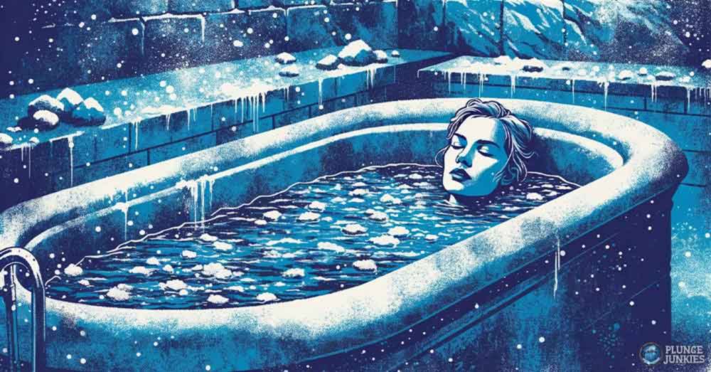 woman lying in cold bathtub