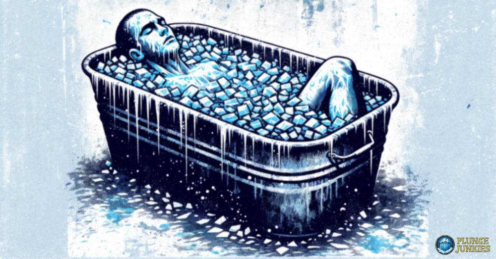 Man submerged in ice bath
