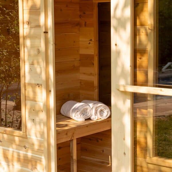 Dundalk Canadian Timber Georgian Cabin Sauna with Changeroom Front Door