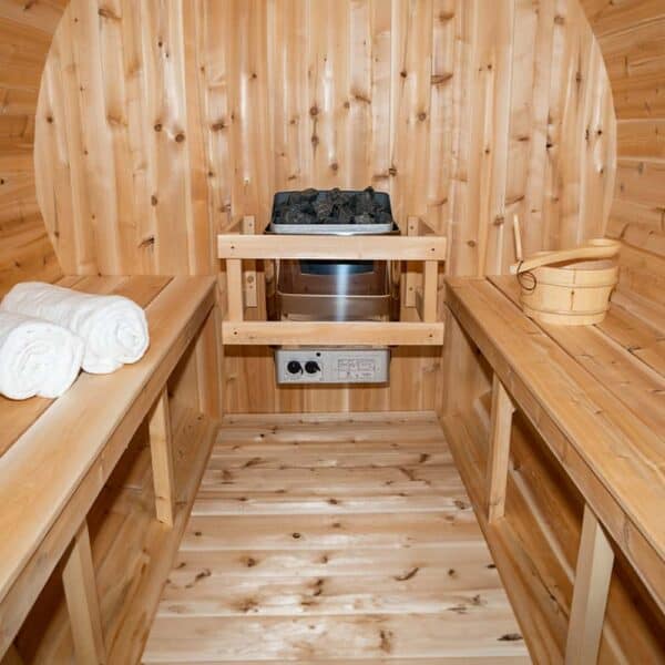 Dundalk Canadian Timber Serenity 6 Person Barrel Sauna Interior