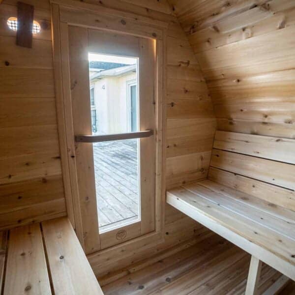 dundalk minipod outdoor sauna door and light