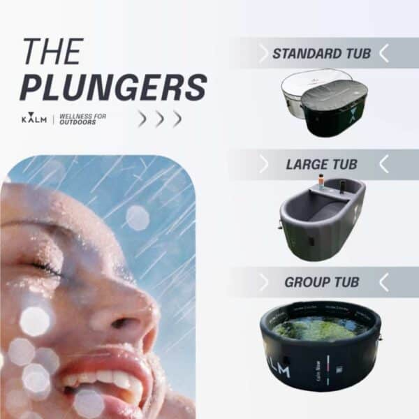 three models of Kalm cold plunge tubs