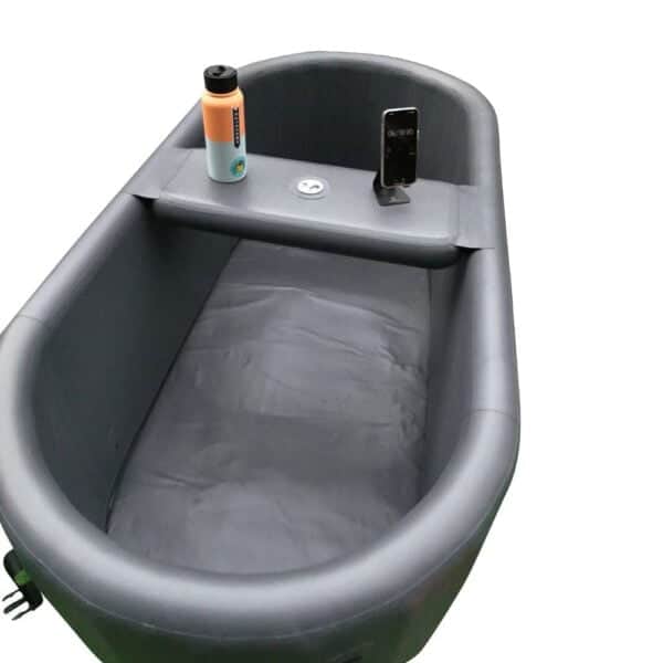 XL Grey inflatable cold plunge tub with mid board shelf