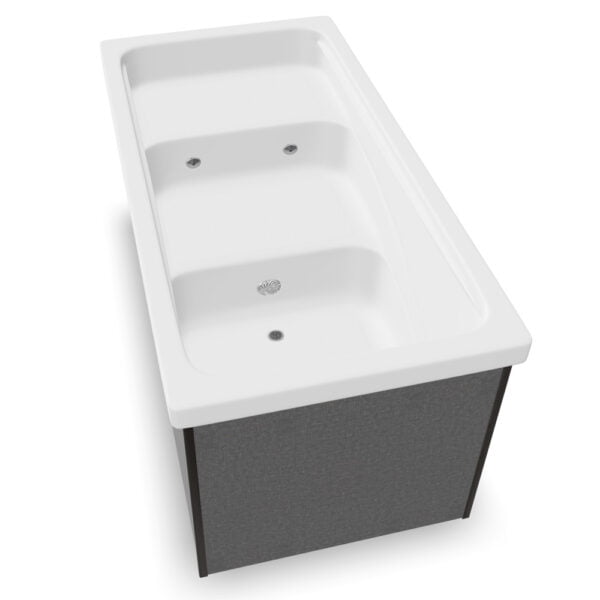 White modern kitchen sink with cabinet