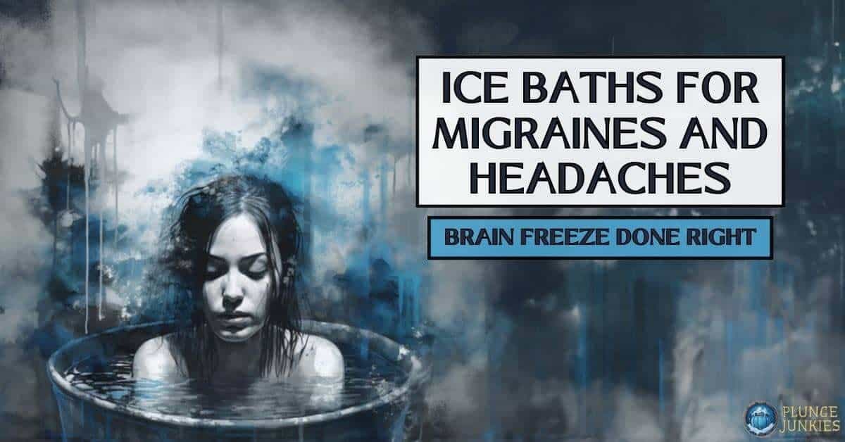 Woman taking therapeutic ice bath for migraine relief.