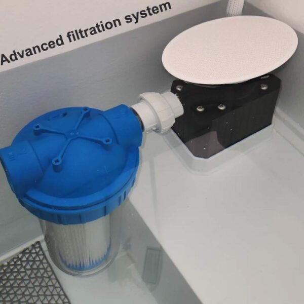 close up of water filtration in boxplunge cold plunge