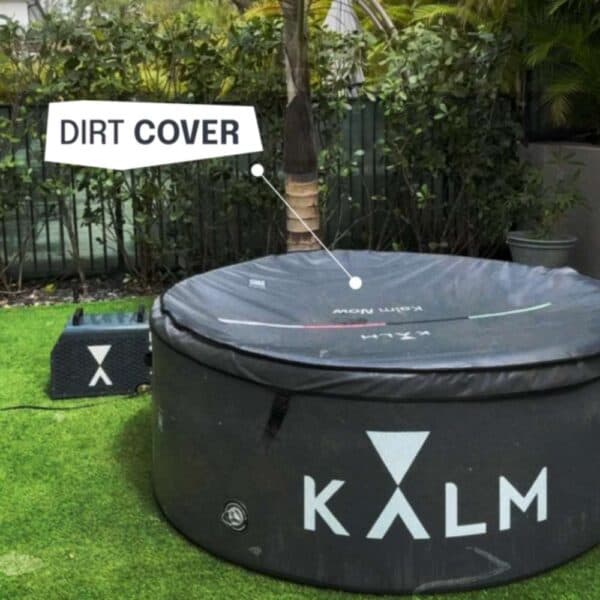 dirt cover on kalm group cold plunge tub