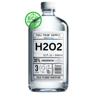 Eco-friendly H2O2 hydrogen peroxide cleaning solution bottle.