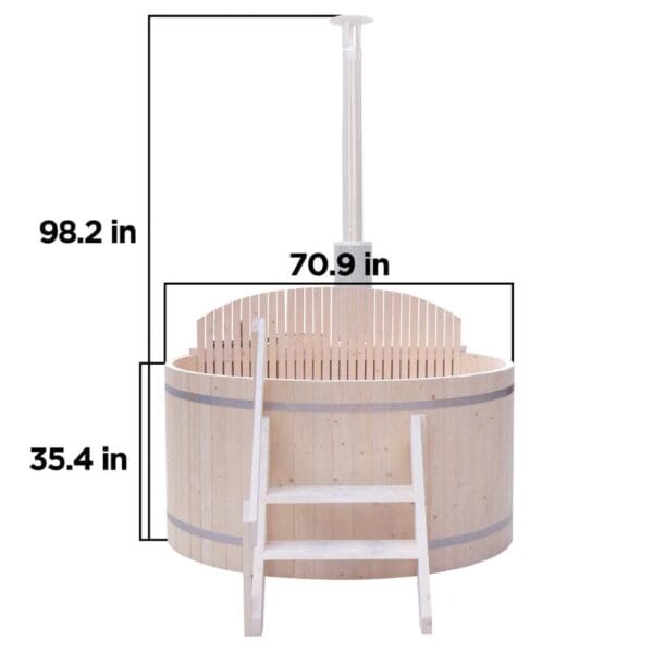 Aleko Pine Wood-Fired Hot Tub and Ice Bath with Internal Stove 5 Person Dimensions