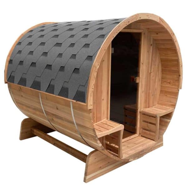 Aleko Rustic Cedar 4 Person Barrel Sauna