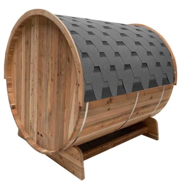 Aleko Rustic Cedar 4 Person Barrel Sauna Side