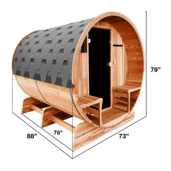 Aleko Rustic Cedar 6 Person Barrel Sauna Dimensions