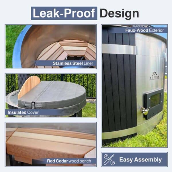 Aleko Leak Proof Wood Fire Hot Tub