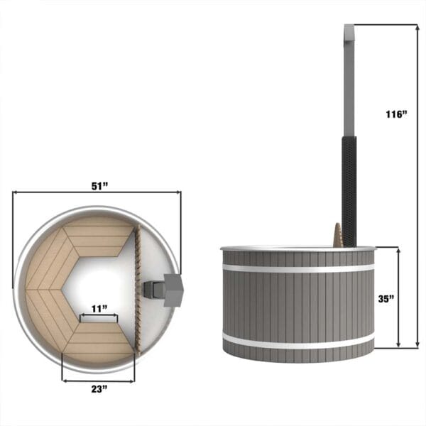 Aleko Wood Fire Hot Tub and Cold Plunge Tub Dimensions