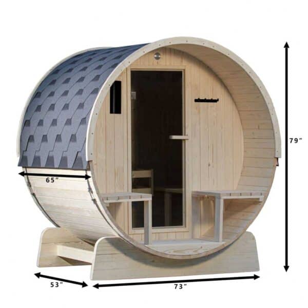 Aleko-White-Pine-4-Person-Barrel-Sauna-Canopy-Dimensions