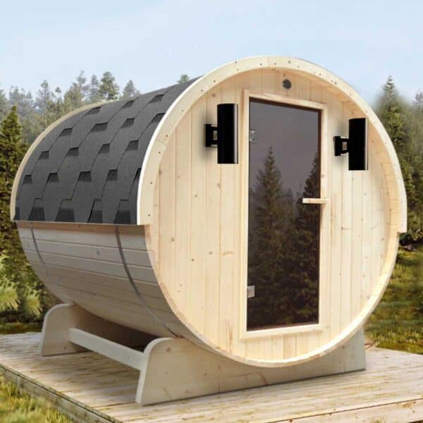 Aleko White Pine 4 Person Barrel Sauna Outdoor