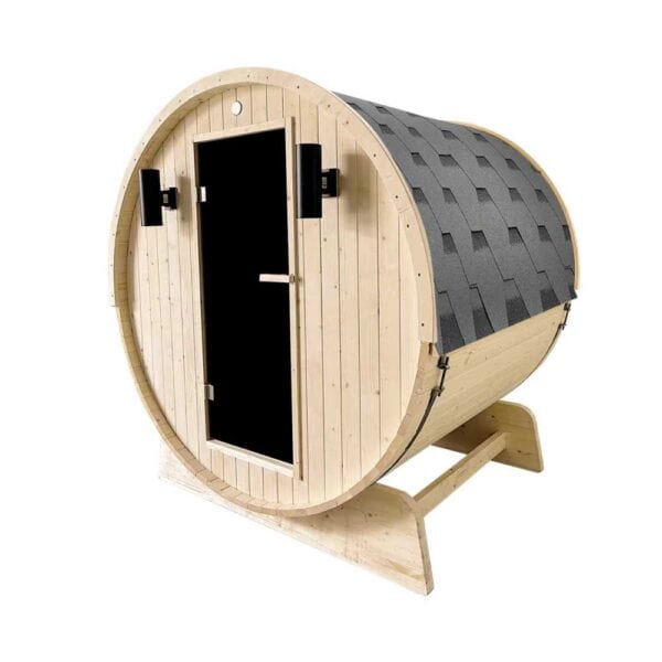 Aleko White Pine 4 Person Barrel Sauna With Roof and Heater