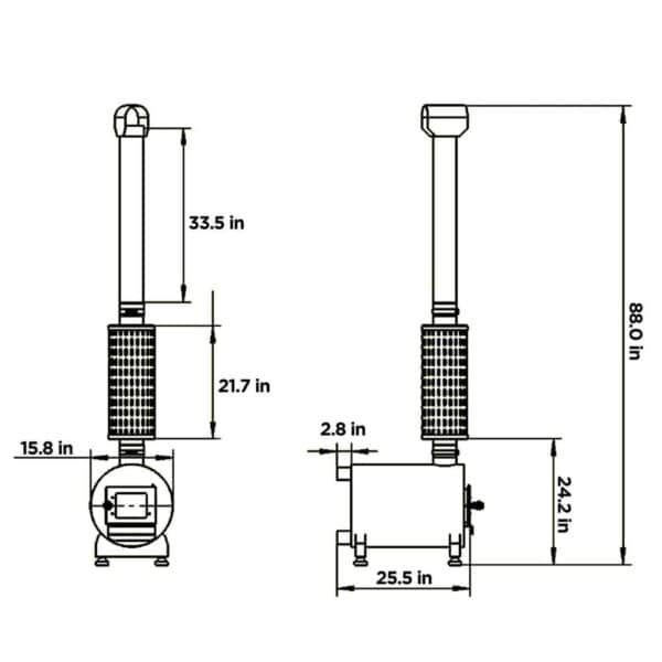 Aleko Wood-Fired Hot Tub Fire Box Dimensions