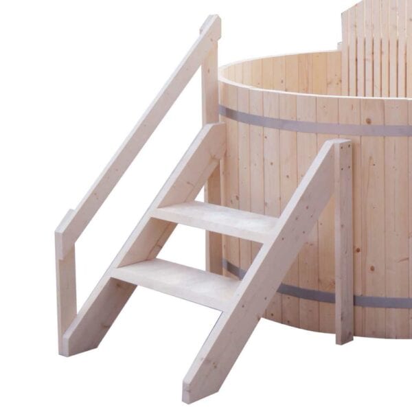 Aleko Wood-Fired Pine Hot Tub Stairs