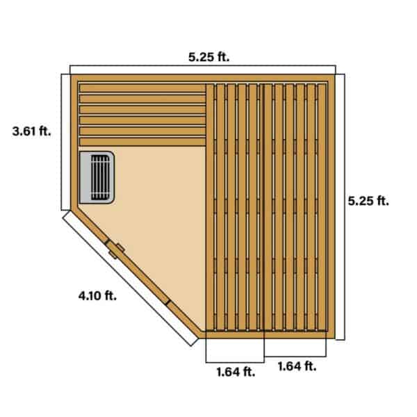 Aleko Canadian Hemlock 6 Person Indoor Sauna Dimensions