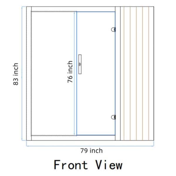 Aleko Canadian Hemlock Indoor Sauna with LED Lights - 6 Person - Front Dimensions