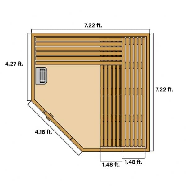 Aleko Canadian Hemlock Outdoor Sauna 8 Person Dimensions