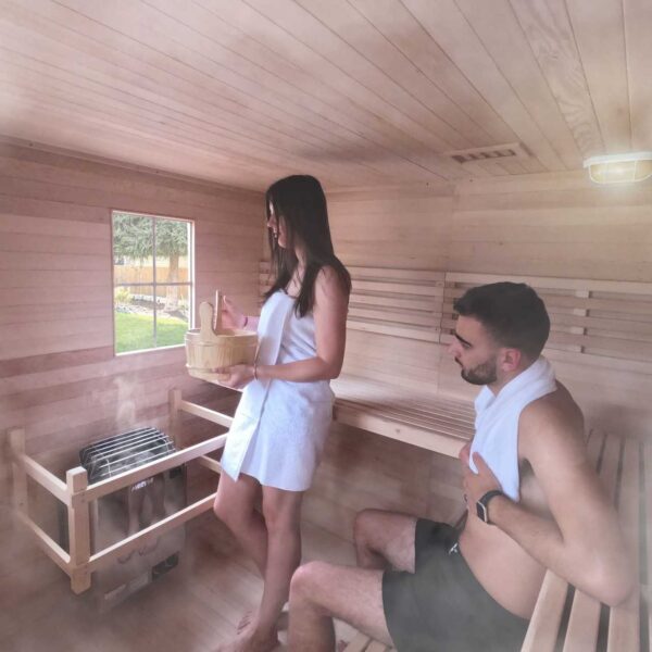 Aleko Canadian Hemlock Outdoor Wet Dry Sauna 8 Person