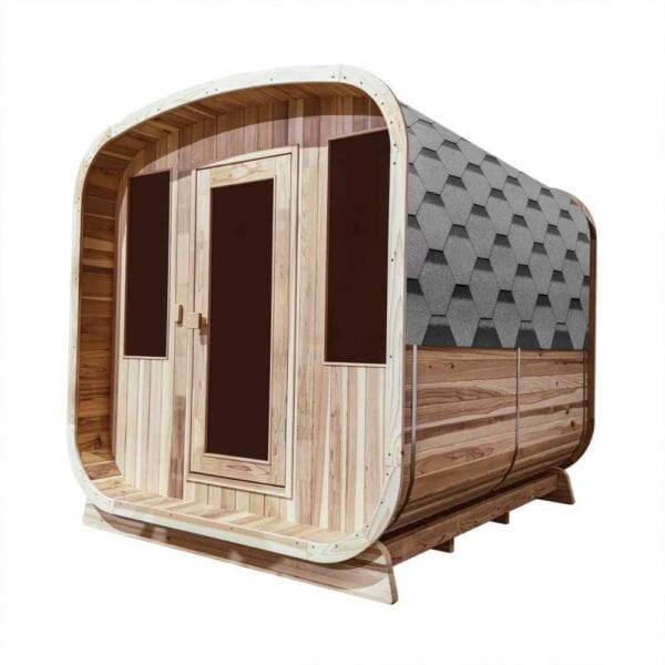 Aleko Outdoor Rustic Cedar Square Sauna - 6 Person