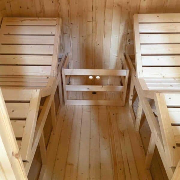 Aleko Outdoor Rustic Cedar Square Sauna Interior