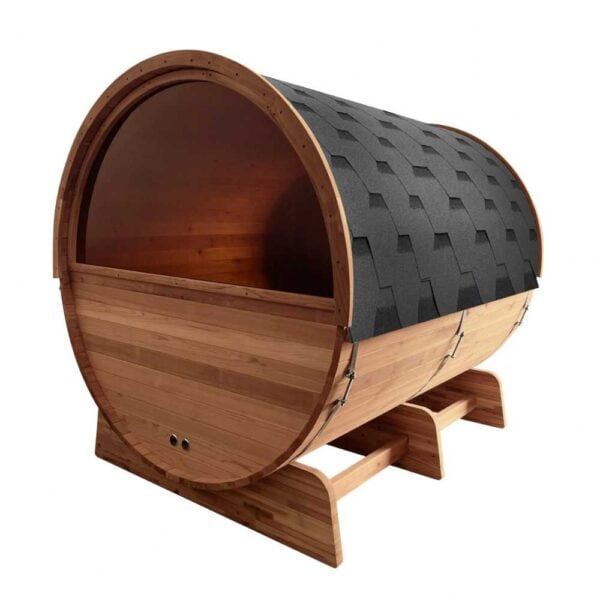 Aleko Red Cedar 8 Person Barrel Sauna Panoramic Window View