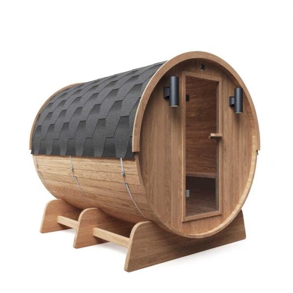 Aleko Red Cedar 8 Person Barrel Sauna with Panoramic Window