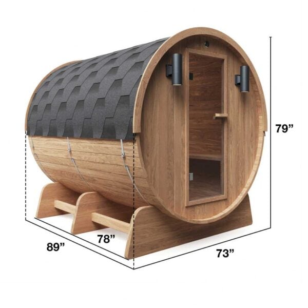 Aleko Red Cedar Barrel Sauna 8 Person Dimensions