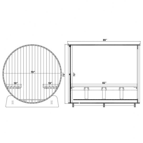 Aleko Red Cedar Barrel Sauna 8 Person Interior Size