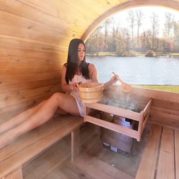 Aleko Red Cedar Barrel Sauna - 8 Person With Panoramic View