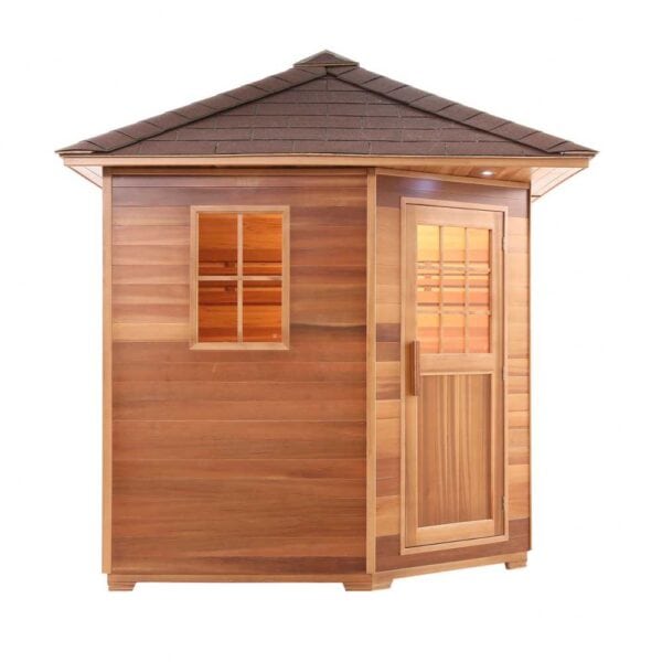 Aleko Red Cedar Outdoor Sauna 8 Person Side View