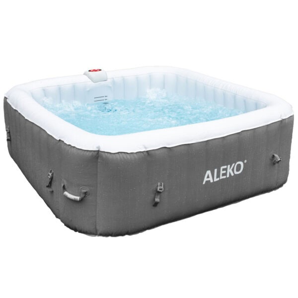 Aleko Square 6 Person Inflatable Hot Tub With Jets - 265 Gallon