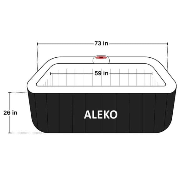 Aleko Square Inflatable Jetted Hot Tub with Cover - 6 Person - 265 Gallon - Dimensions