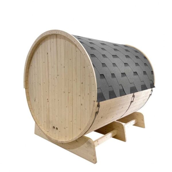 Aleko White Pine Barrel Sauna 8 Person With Canopy Back