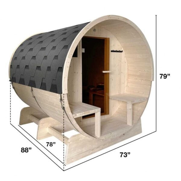 Aleko White Pine Barrel Sauna 8 Person With Canopy Dimensions