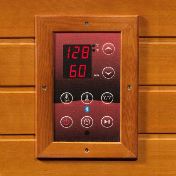 Close up of Control Panel for Dynamic 2 Person Low EMF Far Infared Sauna