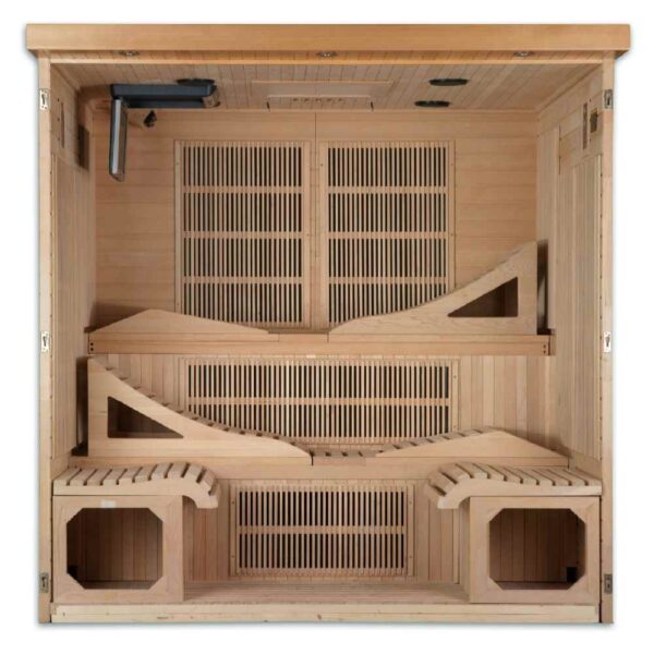 interior view of the Dynamic Manaco 6 person Ultra Low EMF FAR Infared Sauna