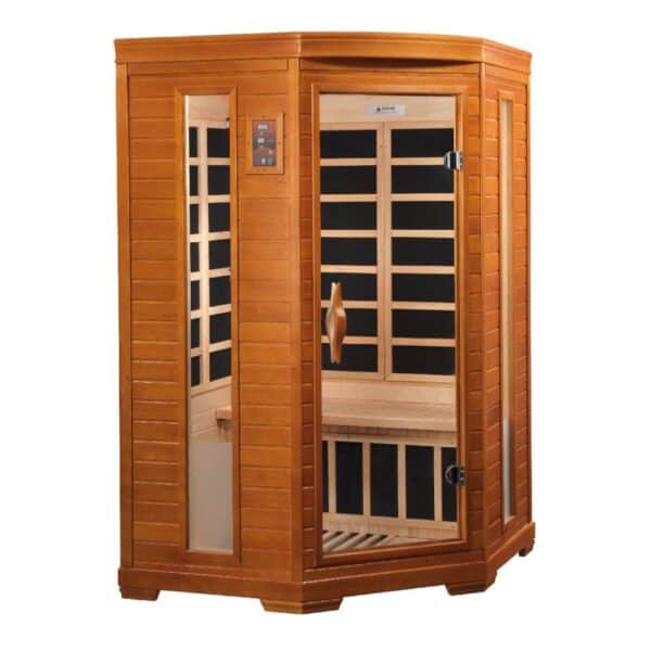 Dynamic Heming 2 person corner low emf infared sauna on white background