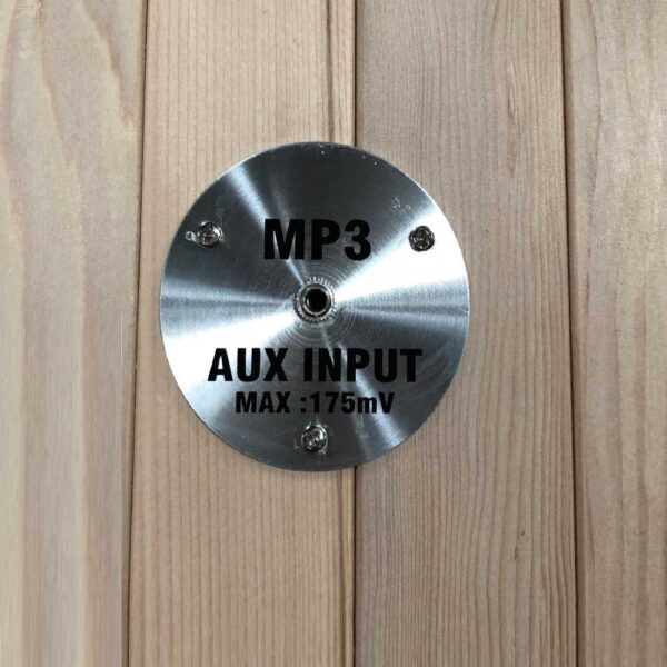 close up on MP3 aux for a Dynamic Sauna