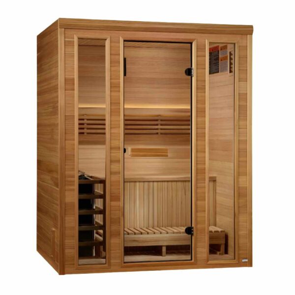 Angled Left View of Golden Designs Andermatt 2-3-Person Traditional Sauna