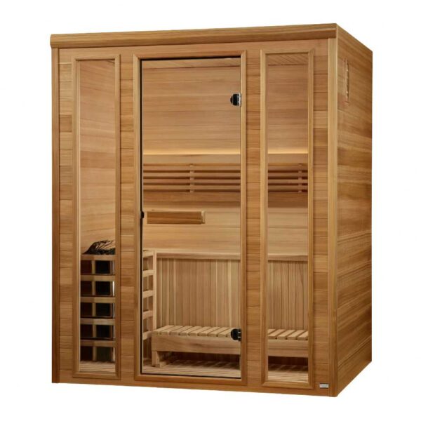 Angled Left View of Golden Designs Andermatt 2-3-Person Traditional Sauna