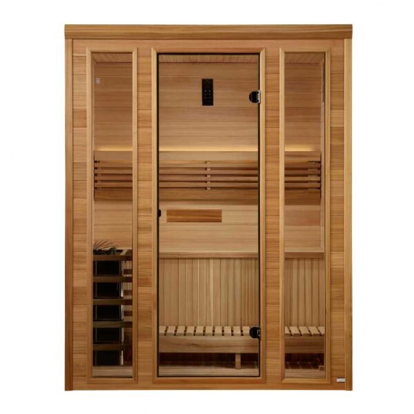 Front View of Golden Designs Andermatt 2-3-Person Traditional Sauna