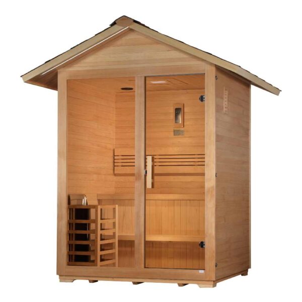 Angled Right View of Golden Designs Arlberg 3-Person Traditional Sauna