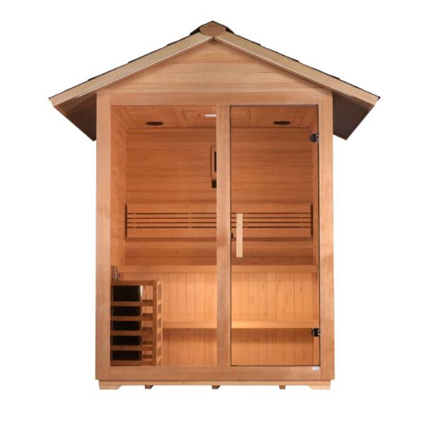 Front View of Golden Designs Arlberg 3-Person Traditional Sauna